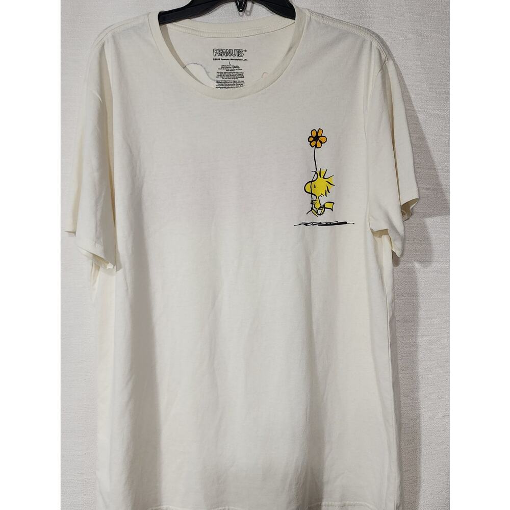 Snoopy and  woodstock men's Large white shirt